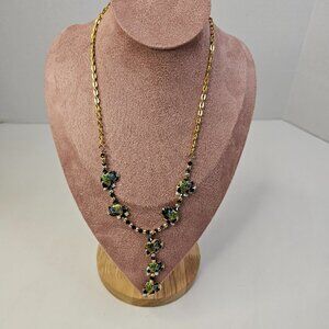 Gold Tone Chain Seven Elephants Pendant Necklace